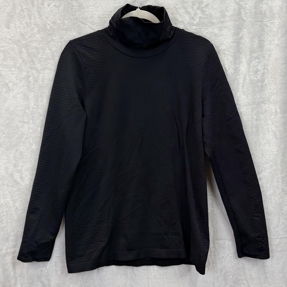 Athleta Top Womens 1X Black Flurry Blizzard Rib Turtleneck‎ Long Sleeve Stretch